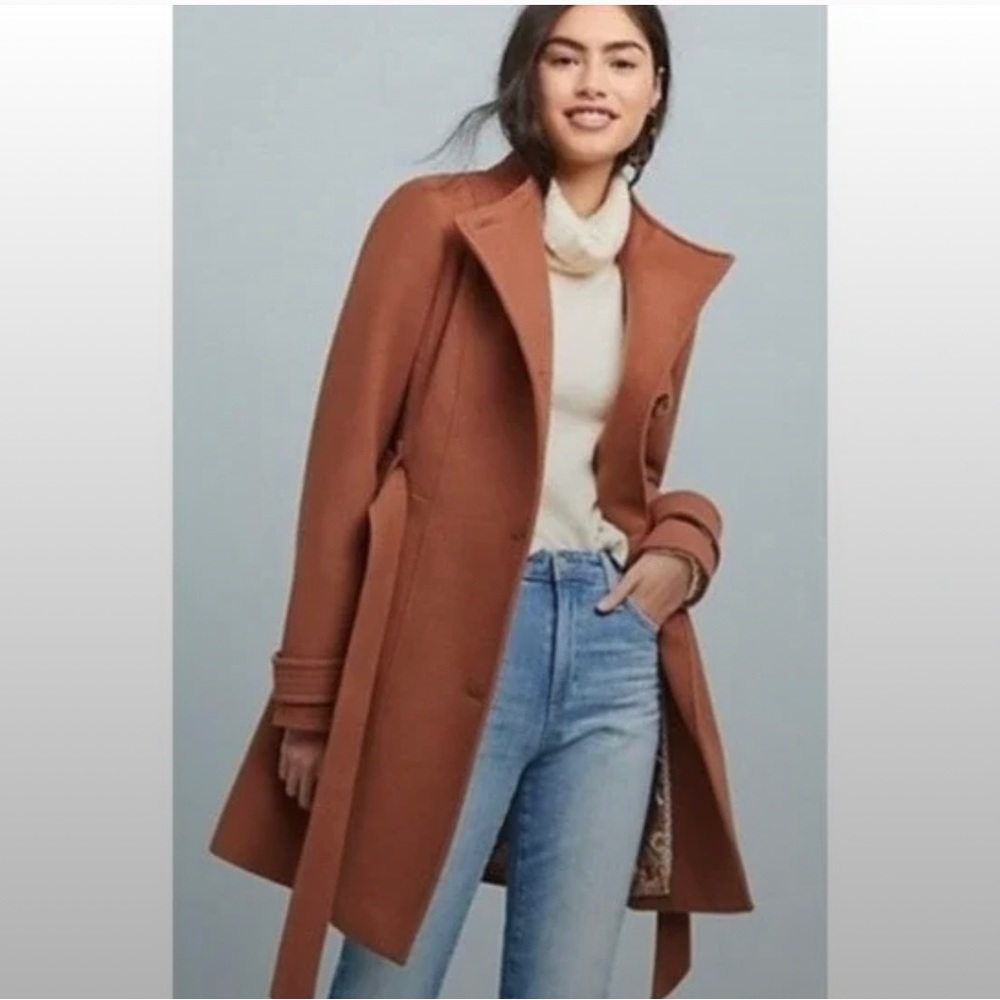 Anthropologie Cartonnier Shania Belted Pea Coat